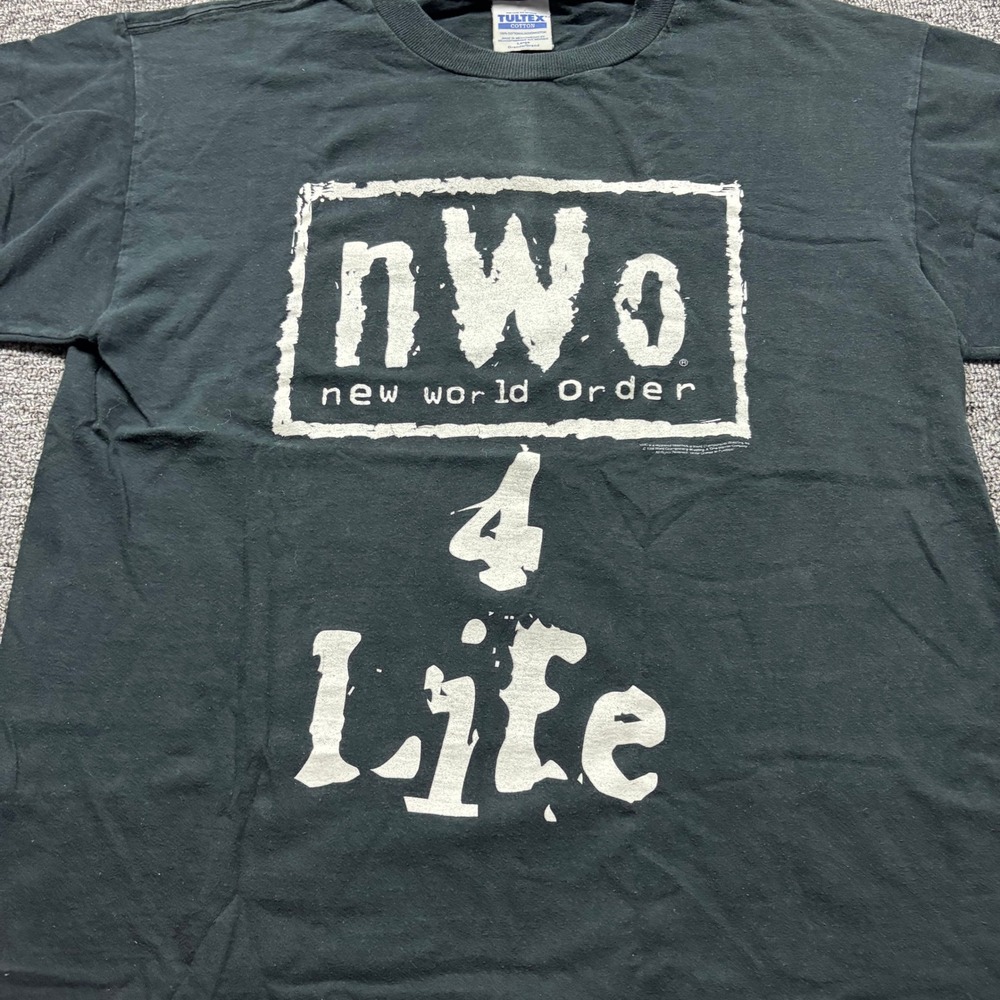 Vintage 1998 Tultex WWF nWo 4 Life Graphic Black T-Shirt Men's Size Large - Picture 3 of 6